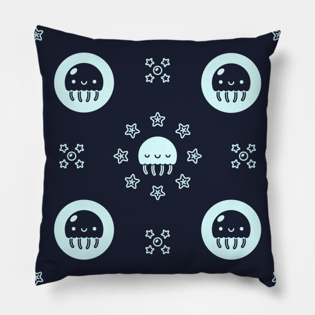 Happy Jellyfish Pattern Pillow by knitetgantt