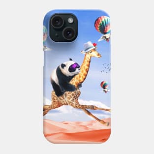 Cute Panda Giraffe - Panda Riding Flying Giraffe Phone Case