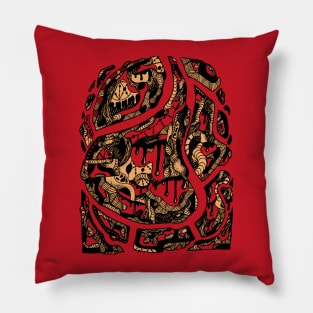 Abstract Wave of Thoughts No 3 - Red and Cream Pillow