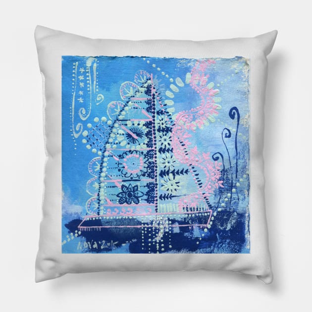 Tiny Sailboat Pillow by Novaart