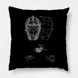 Baseball Catcher Mask Vintage Patent Drawing Pillow