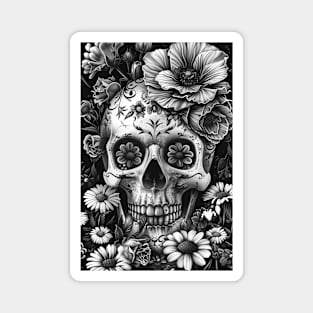 Calavera Skull in a Field of Flowers Magnet