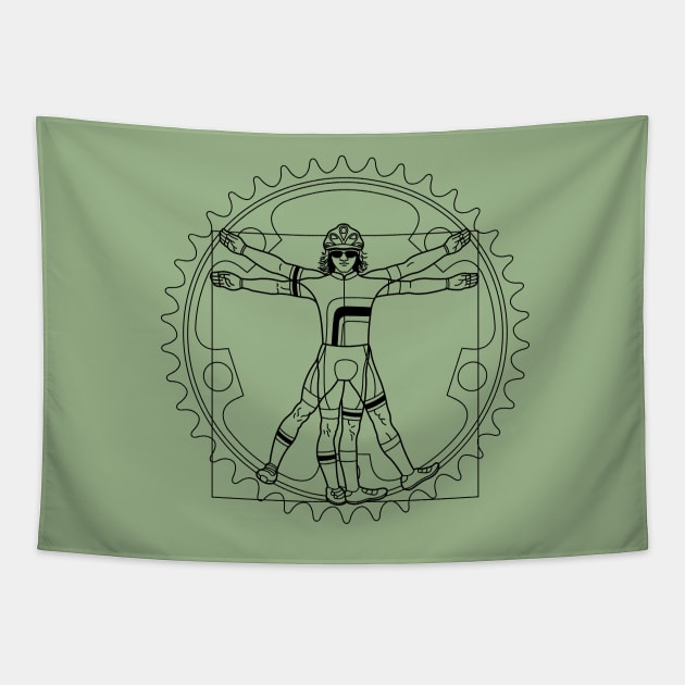 VITRUVIAN CYCLIST Tapestry by reigedesign