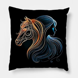 Horse and Girl Women Girls Horseback Riding Gift Pillow