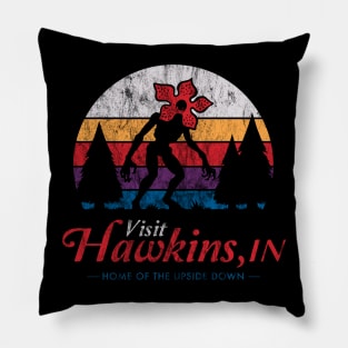Visit Hawkins - Vintage Distressed - Demogorgon Pillow