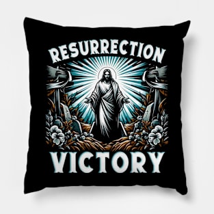 Resurrection Victory, Jesus emerging from the tomb symbols of new life Pillow