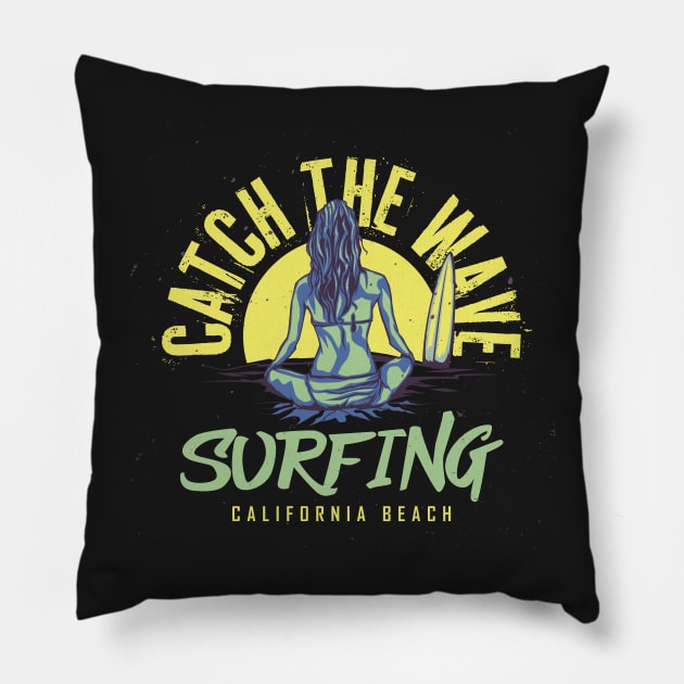catch the wave Pillow by lounesartdessin