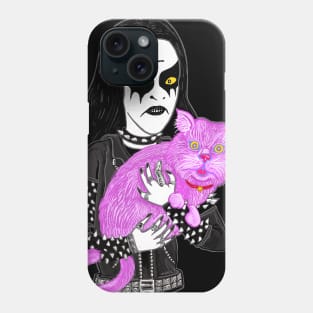 Metal Head with a Pink Cat 2020 Miskeldesign Phone Case