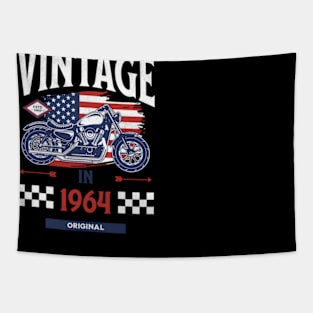 vintage 1964 60th birthday motorcycle tee for men Tapestry