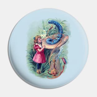 Alice in Wonderland and the Caterpillar Pin