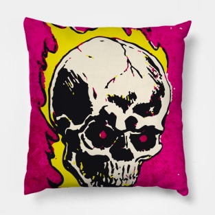 Fire Skull with background Pillow