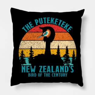 Funny Puteketeke New Zealand's Bird Of The Century Vintage Pillow