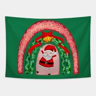 Jolly Santa Christmas Rainbow Tapestry