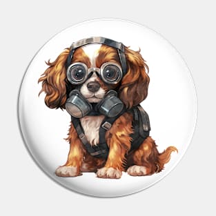 Cavalier King Charles Spaniel Dog Wearing Gas Mask Pin