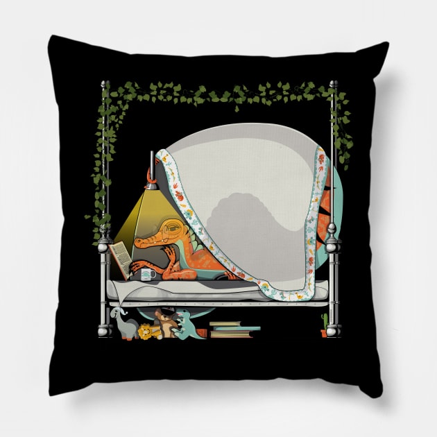 Dinosaur Spinosaurus Bedtime Bedroom Cute Pillow by InTheWashroom