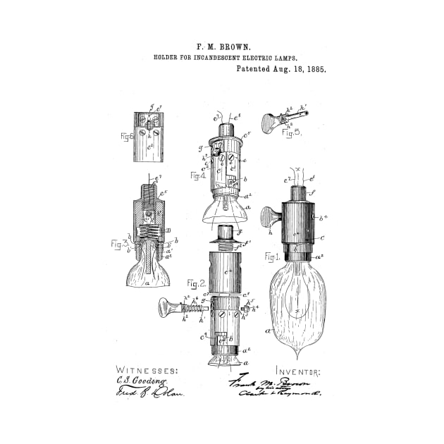 Holder for Electric Lamps Vintage Patent Hand Drawing by TheYoungDesigns