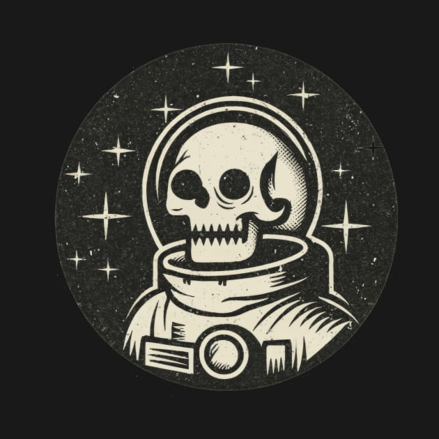 Skull Astronaut Vintage Portrait Illustration by byNIKA