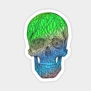 Stained glass skull - green as blue fade version Magnet