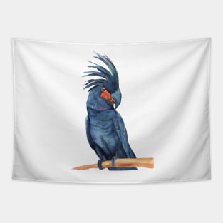 Great Red black palm cockatoo goliath parrots watercolor Tapestry