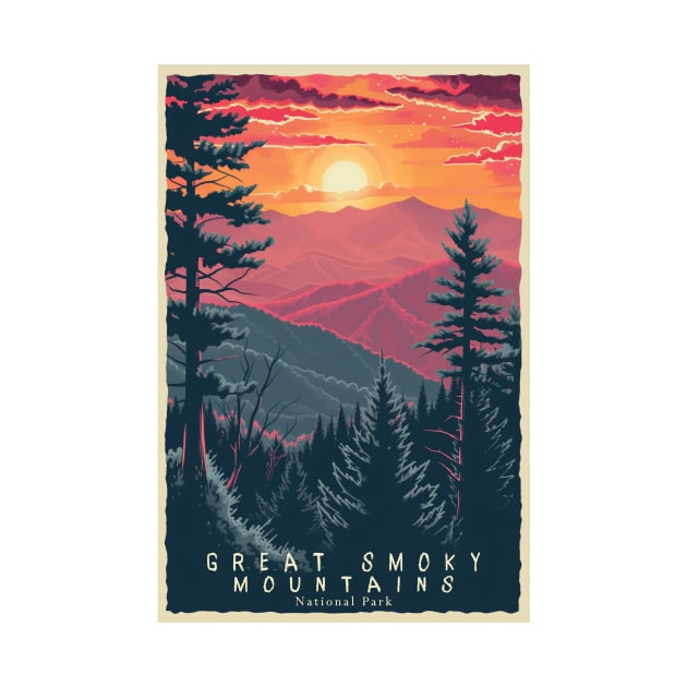 Great Smoky Mountains national park travel poster by GreenMary Design