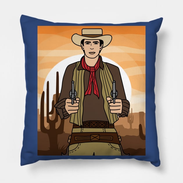 Retro Wild West Cowboys Rodeo Pillow by flofin