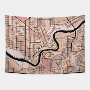 Edmonton Map Pattern in Soft Pink Pastels Tapestry
