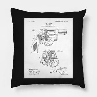 Hand Gun Revolver Patent - Gun Loving Self Defense Art - White Pillow