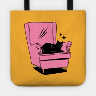 Naughty Black Cat in yellow Tote