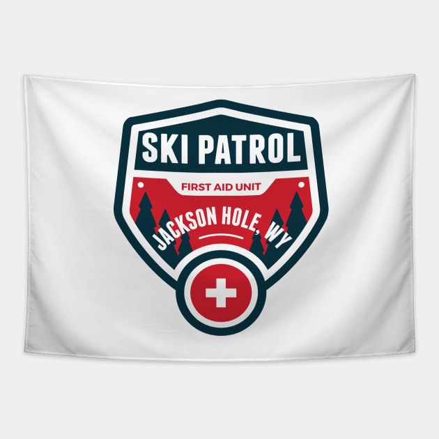 SKI Jackson Hole Wyoming Skiing Ski Patrol Mountain Art Tapestry by heybert00