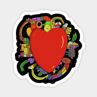 Doddle Red Heart Worm Potato Magnet