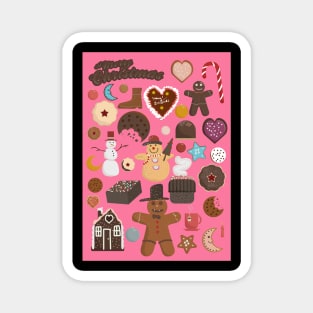 Cute Christmas Postcards - Cute Christmas Illustration - christmas cookies illustration Magnet