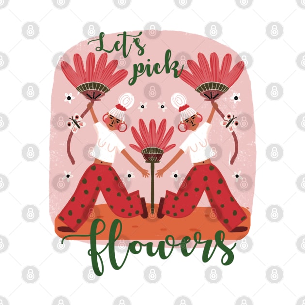 LET'S PICK FLOWERS by NICHOLACOWDERYILLUSTRATIONS 