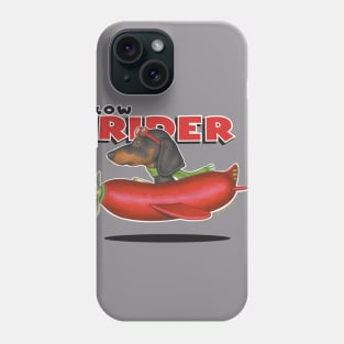 Fun Black and tan Dachshund flying a hot dog plane. Phone Case