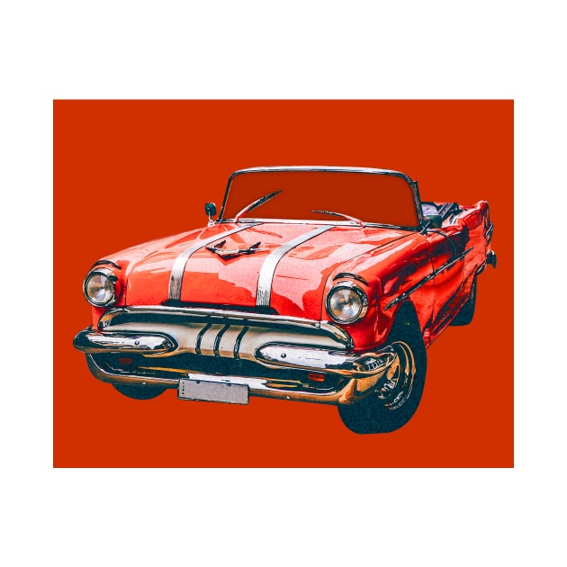 Sixties Era Red Car On Red Vintage Auto Style Cafe Art by 4U2NV-LDN