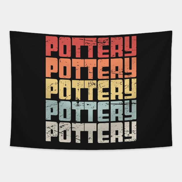 Retro 70s POTTERY Text Tapestry by MeatMan