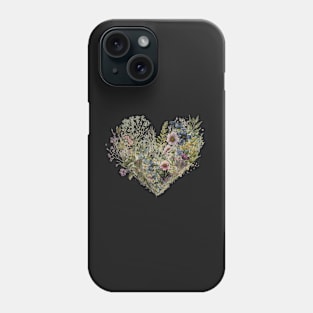 Floral Garden Botanical Print with wild flowers Heart Valentines Phone Case