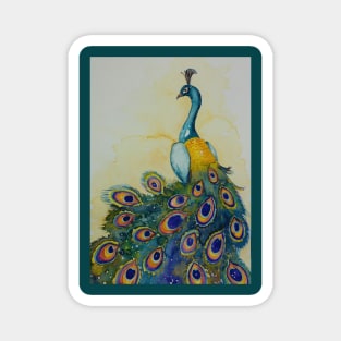 Beautiful Peacock - bird painting Magnet