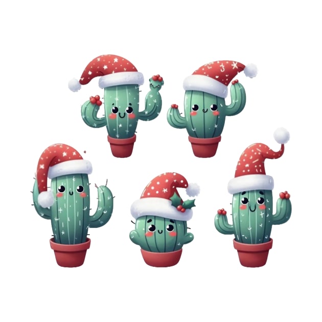 Cute Christmas Cactus Illustration by Dmytro