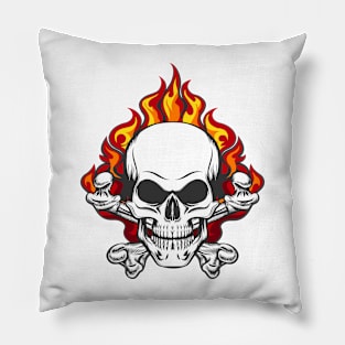 Skull in Flame Pillow