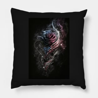 Patriotic Rose American Flag Art Pillow