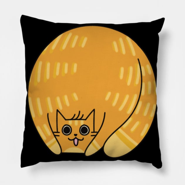 Cute Quirky Fat Orange Cat Pillow by Art by Biyan