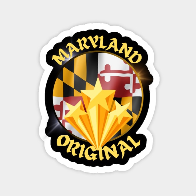 MARYLAND ORIGINAL WITH FLAG AND STARS DESIGN Magnet by The C.O.B. Store