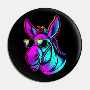 Synthwave Donkey Electro Retro Colorful Pin