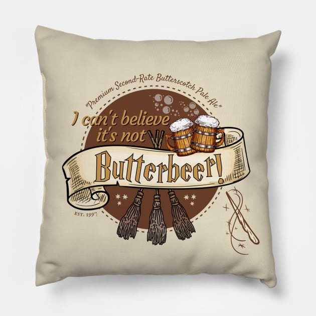 I Can't Believe It's Not Butter Beer! Pillow by hawkadoodledoo