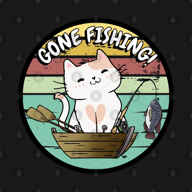 Cute white cat has gone fishing by Pet Station