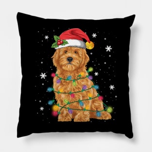 Goldendoodle Christmas Santa Hat Pillow