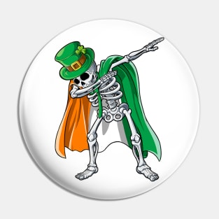 Dabbing Skeleton St Patricks Day Leprechaun Irish Pin