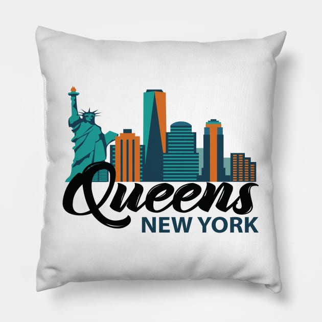 Queens New York Pillow by ProjectX23Red