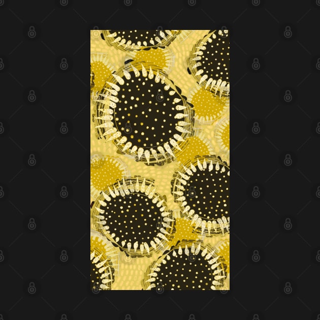 Sunnyflower | Bright Yellow and Black Sunflowers - Digitally Illustrated Abstract Flower Pattern for Home Decor, Clothing Fabric, Curtains, Bedding, Pillows, Upholstery, Phone Cases and Stationary by cherdoodles