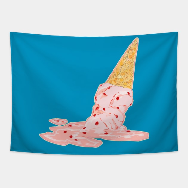 Melting Strawberry Ice Cream Cone Tapestry by saitken